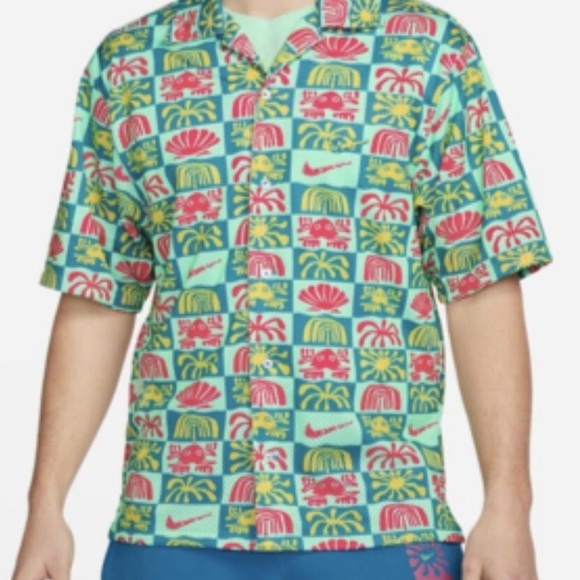 Nike Green and Red Mesh Camp Resort Shirt Vibrant Design - XL - B6 - Picture 1 of 8